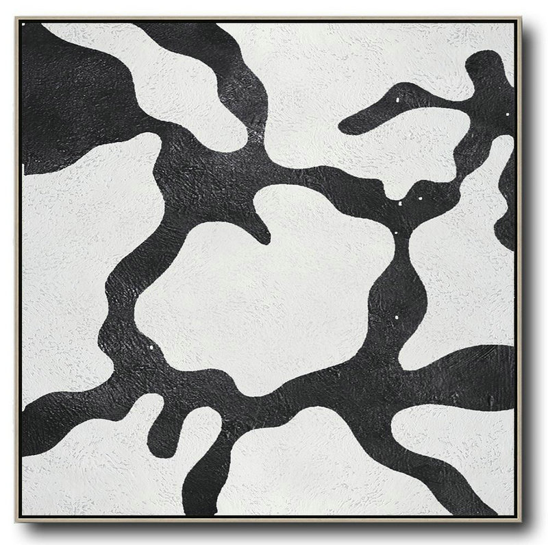 Oversized Minimal Black And White Painting,Hand Painted Aclylic Painting On Canvas #M0R5